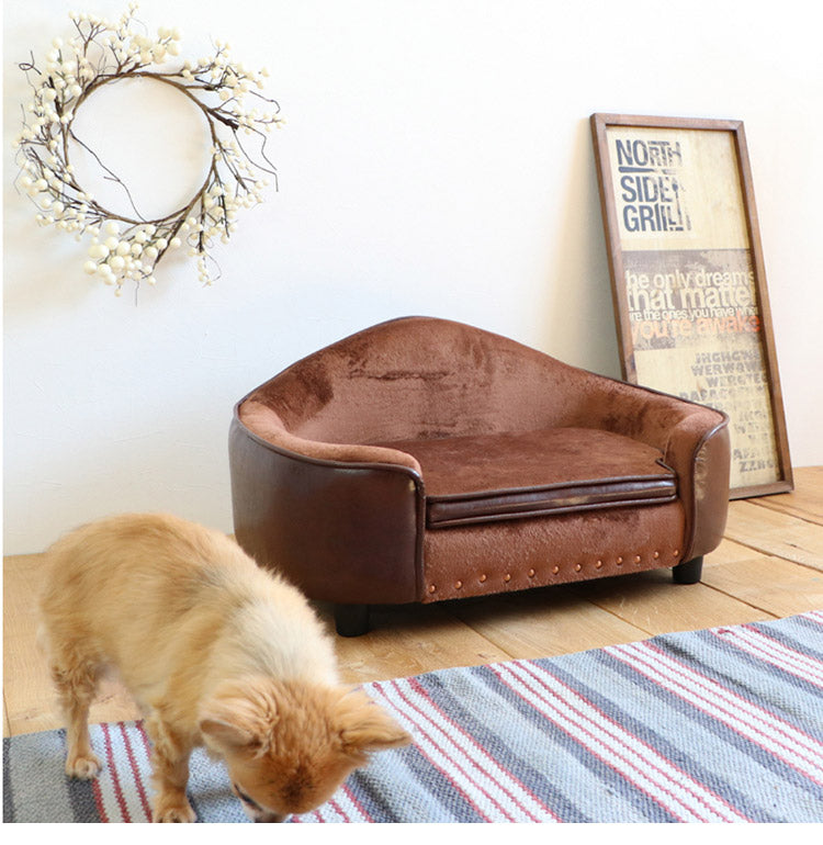 ペットソファ 幅65cm 座面取り外し可能 収納スペース PVC生地 シックなデザイン 防汚 傷に強い ペット用品収納 チャック付き クッション付き 犬猫兼用 犬 猫 小型犬 ペット ペット用品(代引不可)