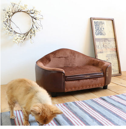 ペットソファ 幅65cm 座面取り外し可能 収納スペース PVC生地 シックなデザイン 防汚 傷に強い ペット用品収納 チャック付き クッション付き 犬猫兼用 犬 猫 小型犬 ペット ペット用品(代引不可)
