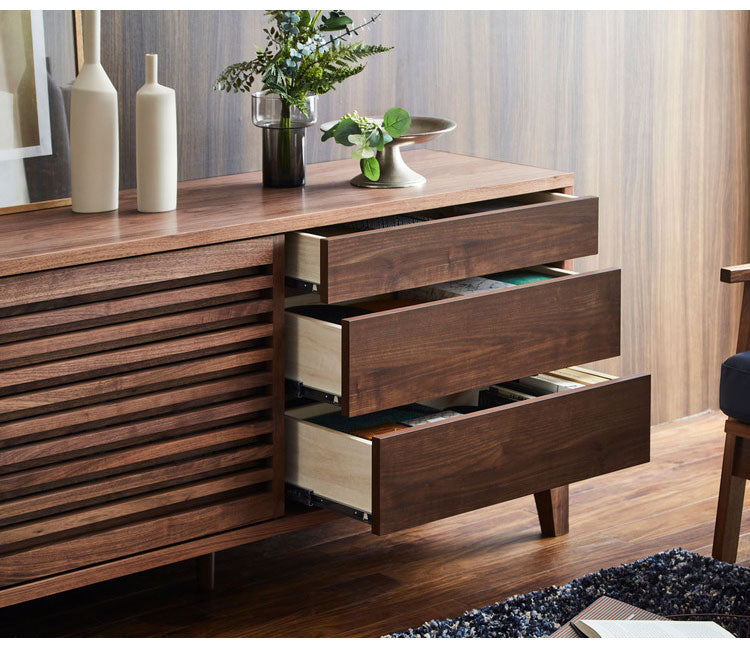 チェスト 国産 幅140cm 格子 ウォールナット 引き出し 可動棚 収納 高脚15cm サイドボード 日本 和風 お掃除簡単 新生活 模様替え 引っ越し(代引不可)