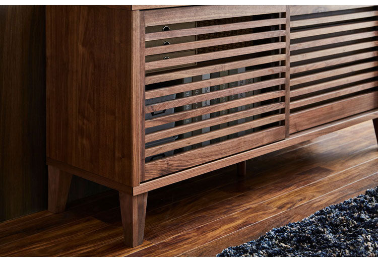 チェスト 国産 幅140cm 格子 ウォールナット 引き出し 可動棚 収納 高脚15cm サイドボード 日本 和風 お掃除簡単 新生活 模様替え 引っ越し(代引不可)