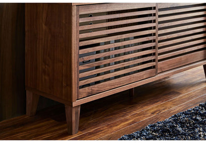 チェスト 国産 幅140cm 格子 ウォールナット 引き出し 可動棚 収納 高脚15cm サイドボード 日本 和風 お掃除簡単 新生活 模様替え 引っ越し(代引不可)