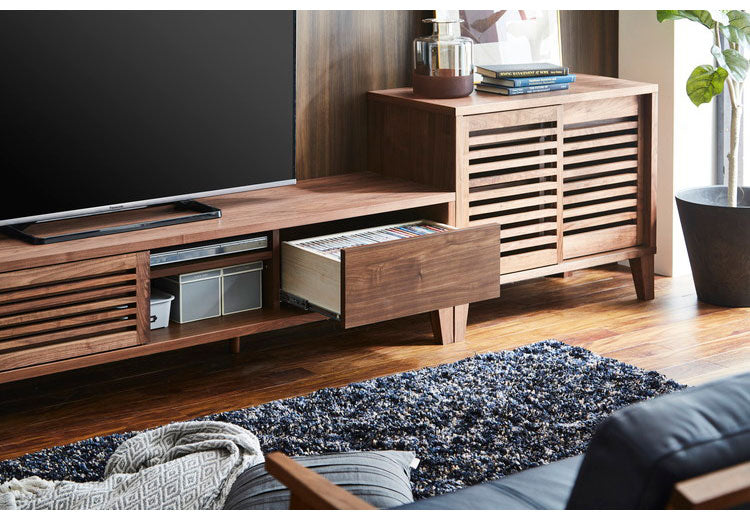 テレビ台 国産 幅180cm 格子 高脚15cm 細かな収納 コードスリット テレビボード 稼働棚 引き出し スタイリッシュなデザイン 新生活 模様替え 引っ越し(代引不可)