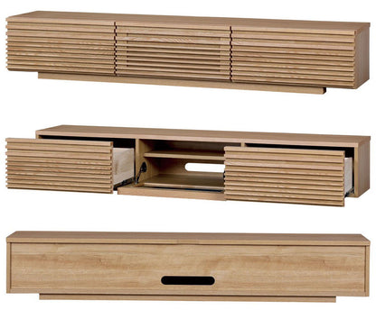 テレビ台 国産 幅200cm ローボード ロータイプ 格子 引き出し フラップ扉 大容量 木製 和風 オーク 無垢ルーパー 高級感 新生活 引っ越し 模様替え(代引不可)