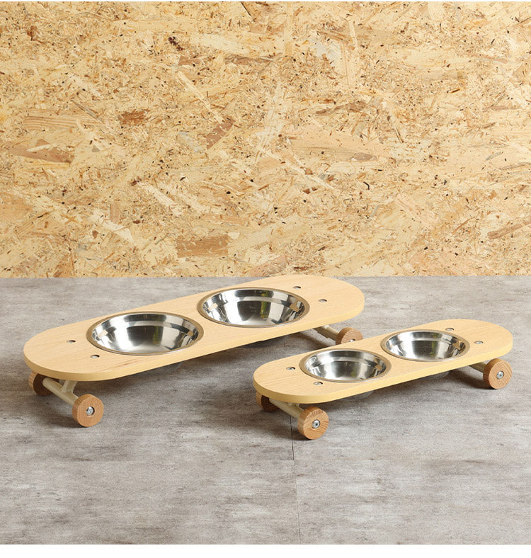 フードボウル 完成品 幅58.5cm Lサイズ ペット用食器 ペット用品 エサ皿 食器台 フードスタンド 食事台 食器台 ご飯台 エサ台 えさ台 食器スタンド 犬用 猫用 ペット用 スケートボード(代引不可)