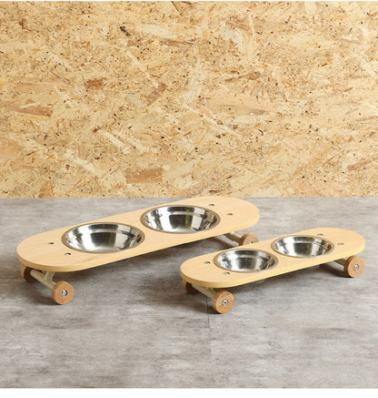 フードボウル 完成品 幅58.5cm Lサイズ ペット用食器 ペット用品 エサ皿 食器台 フードスタンド 食事台 食器台 ご飯台 エサ台 えさ台 食器スタンド 犬用 猫用 ペット用 スケートボード(代引不可)