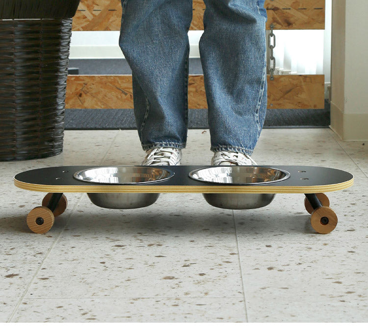 フードボウル 完成品 幅58.5cm Lサイズ ペット用食器 ペット用品 エサ皿 食器台 フードスタンド 食事台 食器台 ご飯台 エサ台 えさ台 食器スタンド 犬用 猫用 ペット用 スケートボード(代引不可)