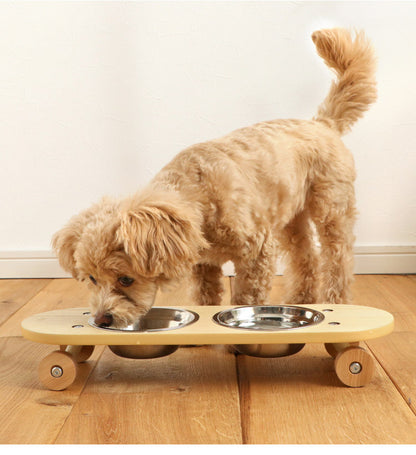 フードボウル 完成品 幅45cm Sサイズ ペット用食器 ペット用品 エサ皿 食器台 フードスタンド 食事台 食器台 ご飯台 エサ台 えさ台 食器スタンド 犬用 猫用 ペット用 スケートボード(代引不可)