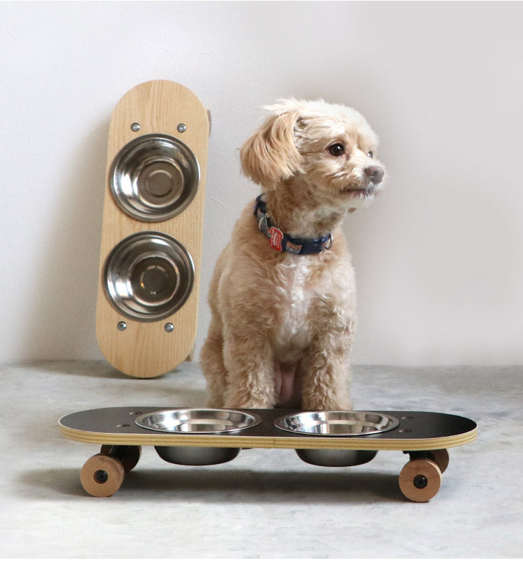 フードボウル 完成品 幅45cm Sサイズ ペット用食器 ペット用品 エサ皿 食器台 フードスタンド 食事台 食器台 ご飯台 エサ台 えさ台 食器スタンド 犬用 猫用 ペット用 スケートボード(代引不可)