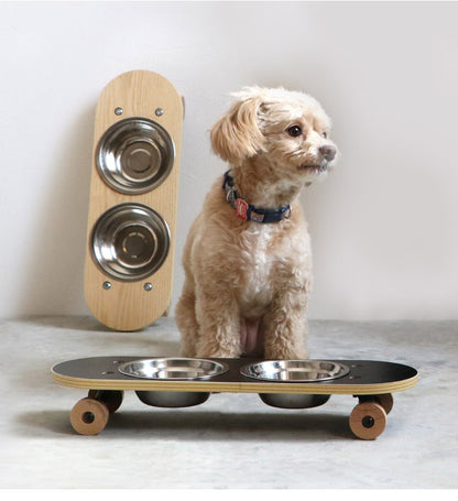 フードボウル 完成品 幅45cm Sサイズ ペット用食器 ペット用品 エサ皿 食器台 フードスタンド 食事台 食器台 ご飯台 エサ台 えさ台 食器スタンド 犬用 猫用 ペット用 スケートボード(代引不可)