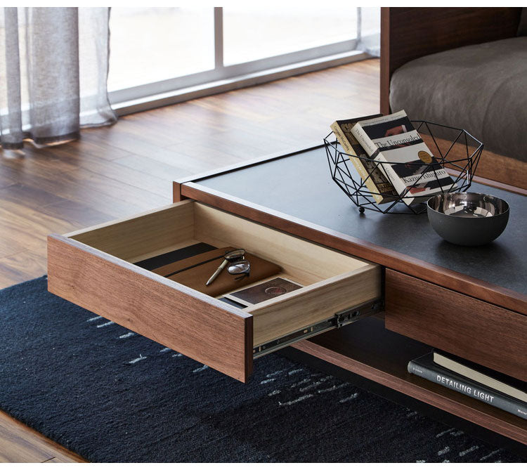 センターテーブル 国産 幅120cm メラミン素材 防汚 耐熱 傷に強い お手入れ簡単 引き出し 収納 オープン収納 和風 日本 模様替え 引っ越し 新生活(代引不可)