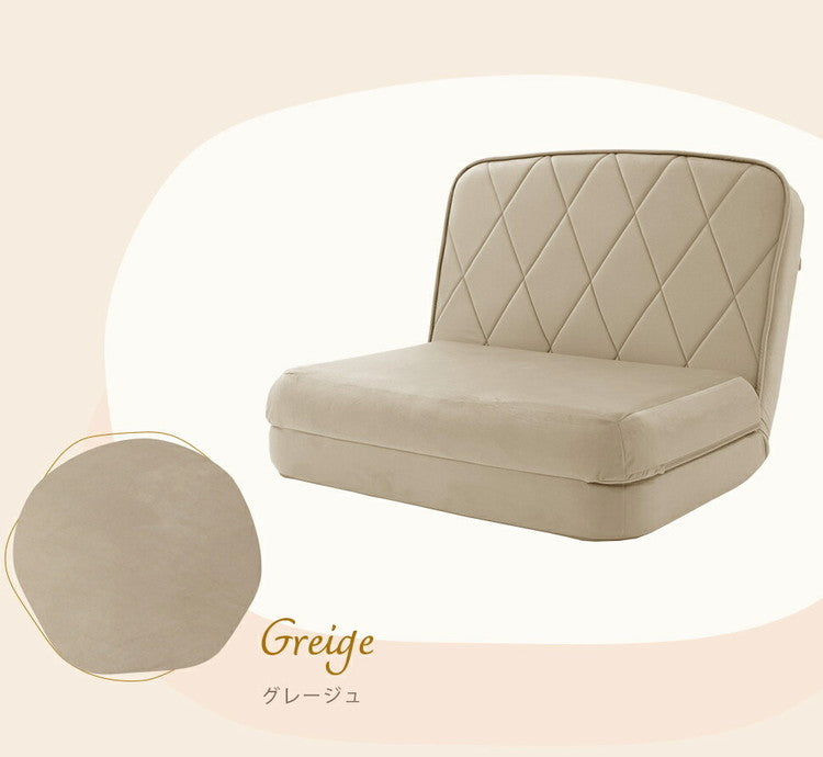 3way ソファベッド ソファ カウチソファ ベロア コンパクト ダイヤモンドキルト 一人暮らし ワンルーム くすみカラー 上品 高級感 大人かわいい リクライニング おしゃれ 北欧 フラット(代引不可)