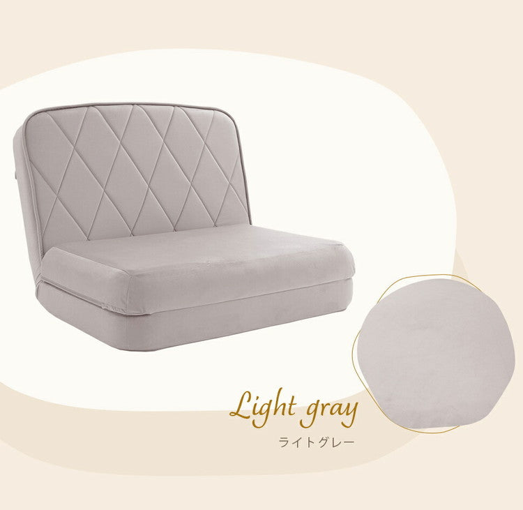 3way ソファベッド ソファ カウチソファ ベロア コンパクト ダイヤモンドキルト 一人暮らし ワンルーム くすみカラー 上品 高級感 大人かわいい リクライニング おしゃれ 北欧 フラット(代引不可)
