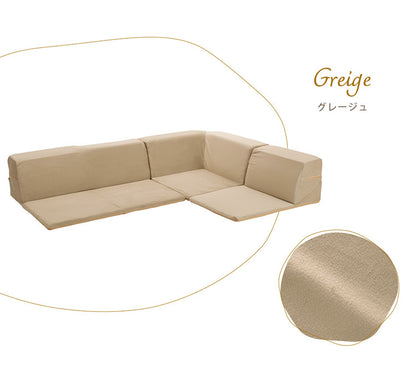 日本製 国産 フロアソファ ベロア かわいい くすみカラー ソファ ソファー 3人掛け カウチソファ コーナーソファ ソファベッド フロアソファセット おしゃれ 北欧 縦キルト(代引不可)
