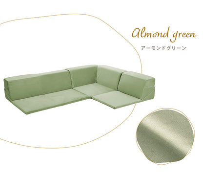 日本製 国産 フロアソファ ベロア かわいい くすみカラー ソファ ソファー 3人掛け カウチソファ コーナーソファ ソファベッド フロアソファセット おしゃれ 北欧 縦キルト(代引不可)