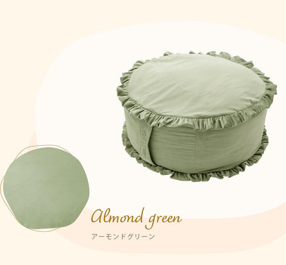 布団収納カバー 円形 ベロア調 フリル 日本製 クッション 高級感 持ち運び簡単 くすみカラー 掛布団 収納 丸洗い インテリア おしゃれ かわいい 北欧 国産 丸型 ラウンド カバー(代引不可)