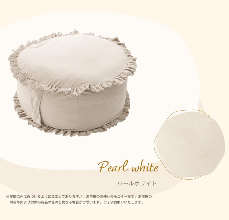 布団収納カバー 円形 ベロア調 フリル 日本製 クッション 高級感 持ち運び簡単 くすみカラー 掛布団 収納 丸洗い インテリア おしゃれ かわいい 北欧 国産 丸型 ラウンド カバー(代引不可)