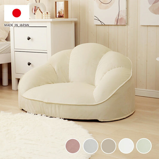 ソファ クロワッサンソファ ベロア生地 日本製 コンパクト 高級感 一人掛け リビング ワンルーム インテリア おしゃれ かわいい 北欧 国産 フロアチェア イス いす 椅子 おうち時間 家族 ファミリー(代引不可)