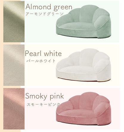 ソファ クロワッサンソファ ベロア生地 日本製 コンパクト 高級感 一人掛け リビング ワンルーム インテリア おしゃれ かわいい 北欧 国産 フロアチェア イス いす 椅子 おうち時間 家族 ファミリー(代引不可)