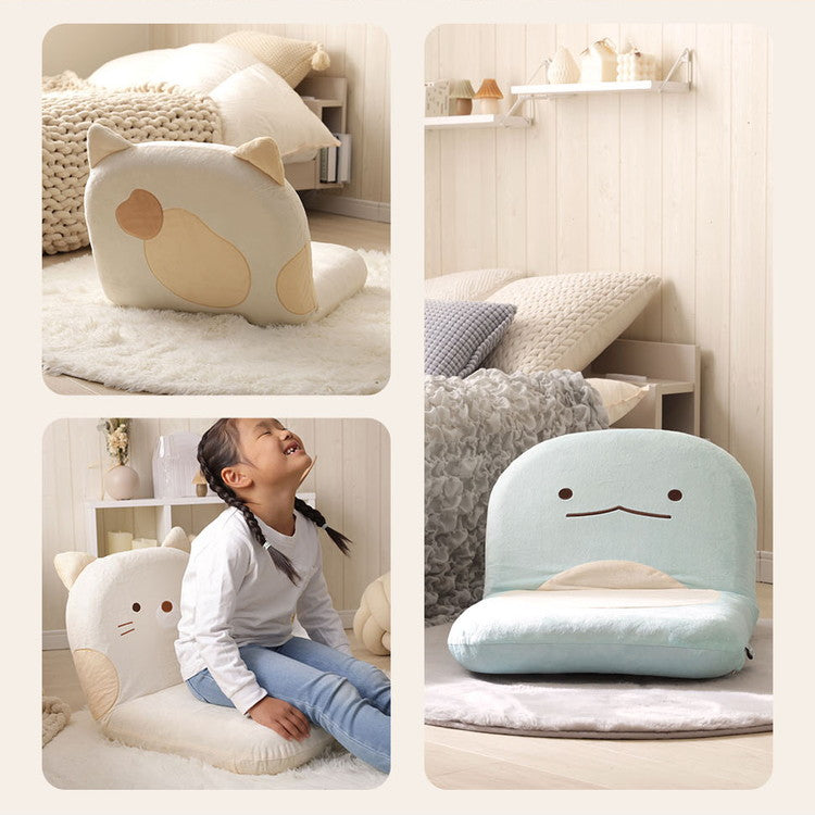 座椅子 すみっコぐらし 日本製 14段階ギア しろくま ねこ とかげ リクライニング 座いす すみっこ すみっこぐらし 椅子 イス チェア コンパクト 折りたたみ インテリア 北欧 かわいい キャラクター(代引不可)