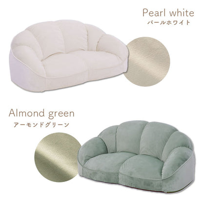 2人掛けローソファ クロワッサン ベロア生地 大人かわいい フロアソファ ソファー ソファ インテリア おしゃれ かわいい 北欧 オールシーズン 新生活 シンプル 女性 女子 女の子 チェア イス 椅子(代引不可)