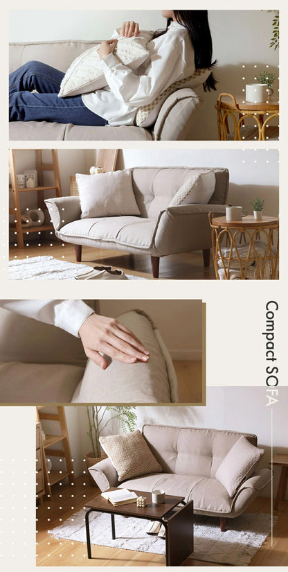 コンパクト カウチソファ ポケットコイル 日本製 14段階リクライニング 脚付 脚なし ローソファ ヘタりにくい ワンルーム 一人暮らし 1人暮らし ごろ寝 昼寝 リビング 広々座面 ソファ ソファー(代引不可)