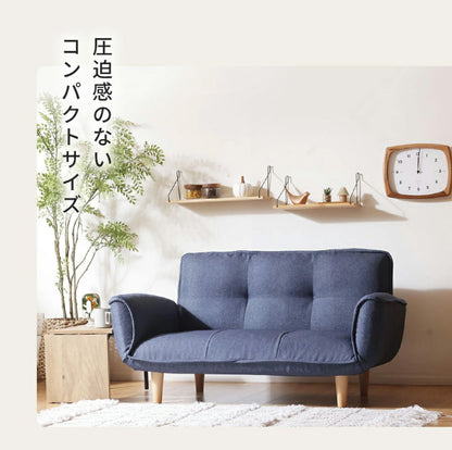 コンパクト カウチソファ ポケットコイル 日本製 14段階リクライニング 脚付 脚なし ローソファ ヘタりにくい ワンルーム 一人暮らし 1人暮らし ごろ寝 昼寝 リビング 広々座面 ソファ ソファー(代引不可)