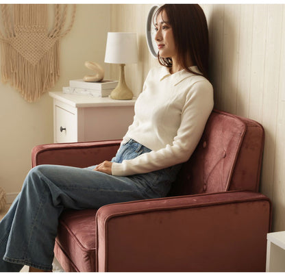 ソファ コンパクト くすみカラー ローソファ ベロア調 キルティング ポケットコイル 肘有 ワンルーム 一人暮らし おしゃれ かわいい 簡単組み立て 工具不要 ソファ ソファー ベロア(代引不可)