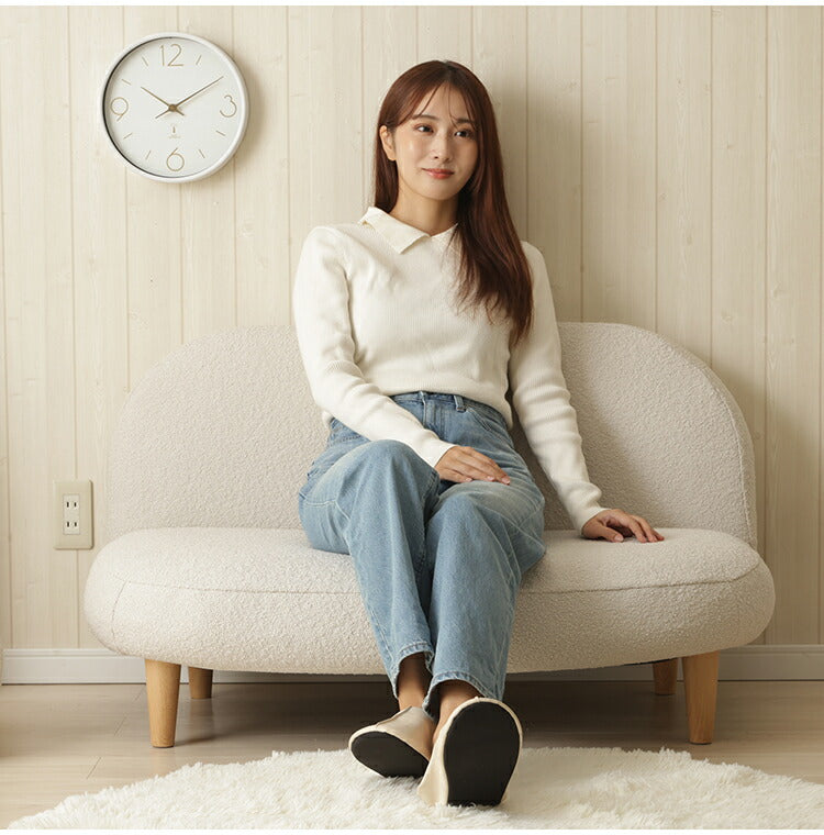ラウンドソファ ブークレ生地 日本製 アームレス コンパクトソファ リクライニング ブークレ生地 ローソファ 肘掛けなし 1人掛け ソファ シンプル ポケットコイル 脚付き 国産 ソファー(代引不可)