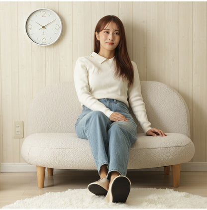 ラウンドソファ ブークレ生地 日本製 アームレス コンパクトソファ リクライニング ブークレ生地 ローソファ 肘掛けなし 1人掛け ソファ シンプル ポケットコイル 脚付き 国産 ソファー(代引不可)