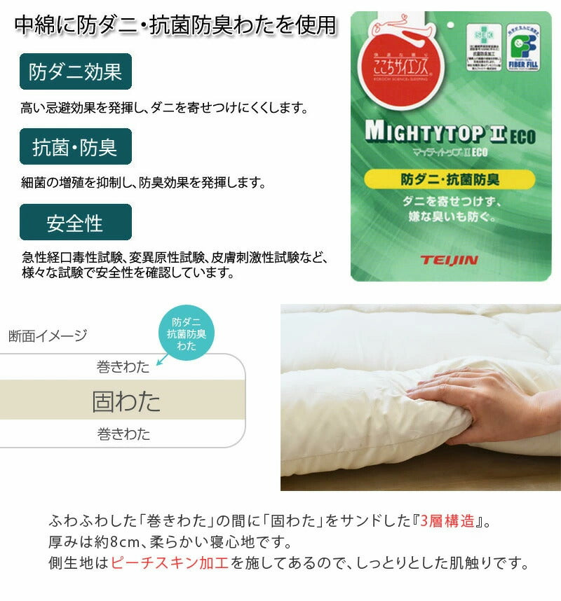 日本製 防ダニ 大きな敷き布団 ファミリーサイズ 240×200cm 敷布団 敷ふとん しき布団 抗菌防臭わた 帝人 マイティトップ使用(代引不可)