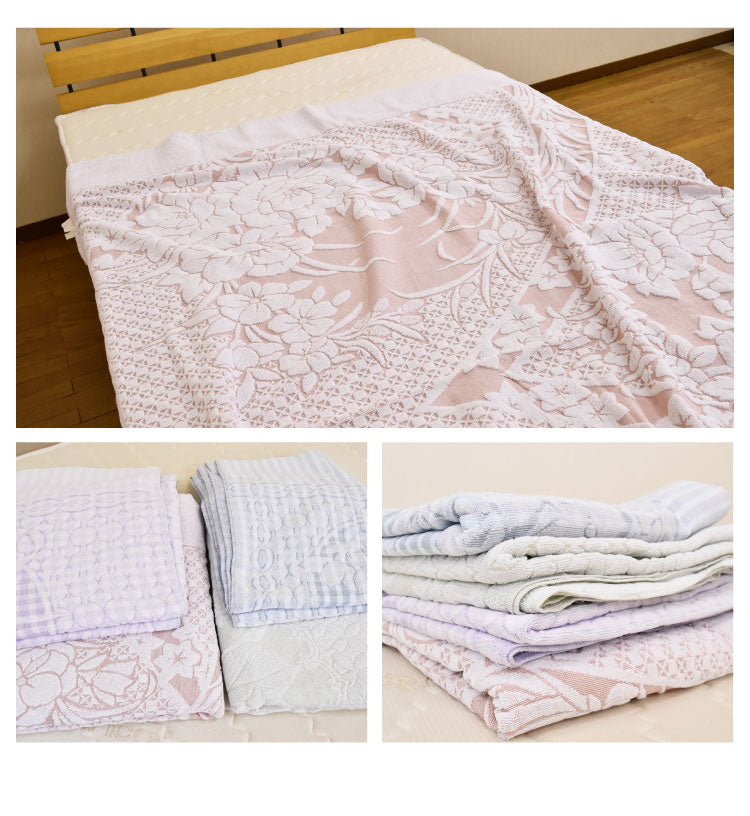 【色・柄お任せ】今治産ワイド&ロング 訳あり ジャカード織タオルケット 今治 タオルケット シングル 約140×190cm 寝具 コットンケット 国産 洗える 洗濯可能 おしゃれ 今治 日本製 タオル ケット