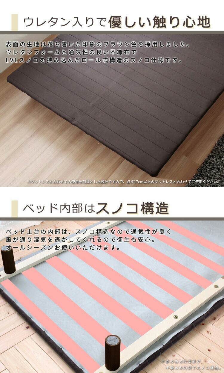 マットレスセット ベッド シングル S ロール式 選べる マットレス付き ベッドフレーム 脚付きベッド マット付 すのこ構造 巻きすのこ 簡単 組立て Leqffy Bitter/レクフィビター ボトムベッド(代引不可)