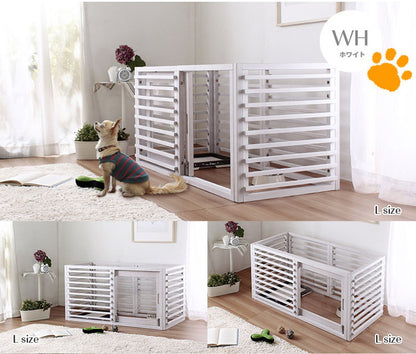 犬用ゲージ Lサイズ 天然木 室内 木製 サークル ペットサークル オプションパーツ追加で拡張可能 小型 中型 フェンス ワンケージプラス(代引不可)