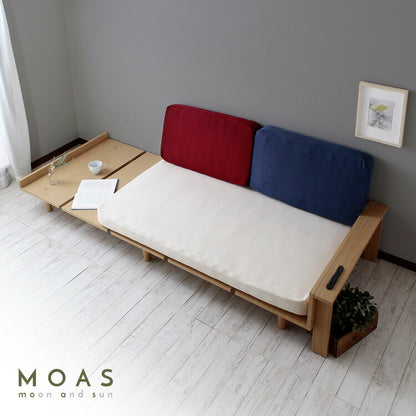 ソファベッド デイベッド SSS スモールセミシングル 幅80cm トリコロール コンセント付き USBポート付きサイドテーブル 収納スペース モアス【MOAS】(代引不可)