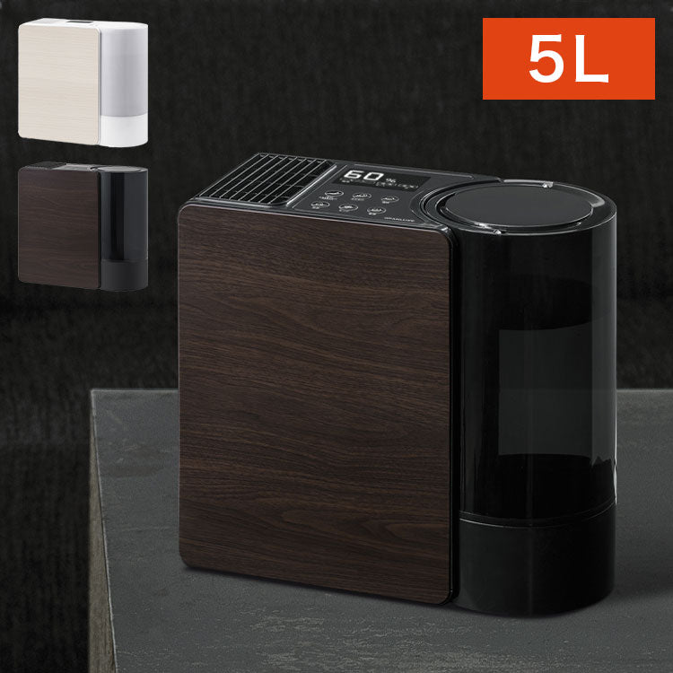 気化式 加湿器 5L 大容量 上部給水 リモコン付 グランリュクス CL-T2269 木目 抗菌 最大500ml/h 5.0L 14畳適応 静音 ハイブリッド式 スリーアップ THREEUP