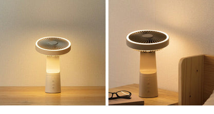 スリーアップ 充電式 LED ライト ファン 扇風機 ハンディファン バッテリー機能 モバイルバッテリー 充電器 表裏ライト アロマ可 小型 首振り コンパクト マルチポータブルファン THREEUP DF-T2233