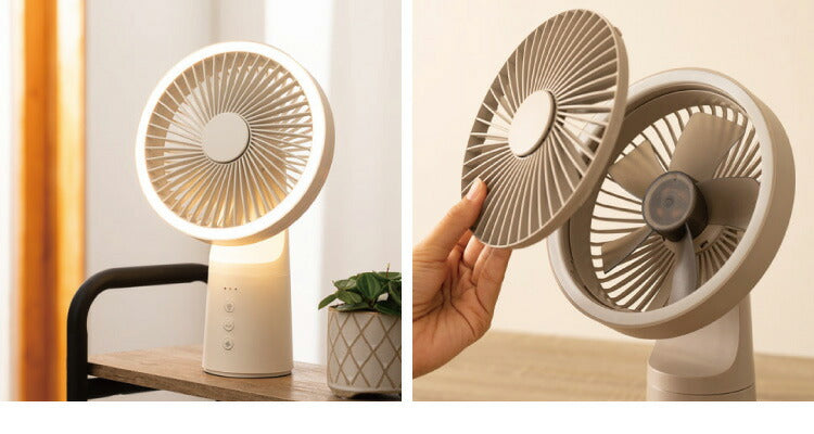 スリーアップ 充電式 LED ライト ファン 扇風機 ハンディファン バッテリー機能 モバイルバッテリー 充電器 表裏ライト アロマ可 小型 首振り コンパクト マルチポータブルファン THREEUP DF-T2233