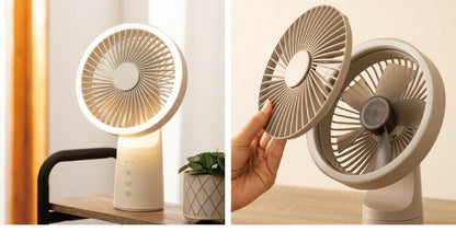 スリーアップ 充電式 LED ライト ファン 扇風機 ハンディファン バッテリー機能 モバイルバッテリー 充電器 表裏ライト アロマ可 小型 首振り コンパクト マルチポータブルファン THREEUP DF-T2233