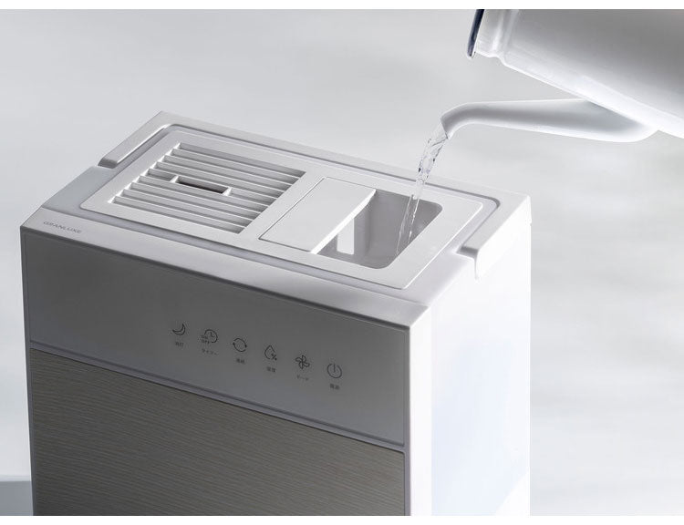 ハイブリッド式 加湿器 6L 大容量 上部給水 リモコン付 グランリュクス HB-T2268 木目 抗菌 最大500ml/h 6.0L 14畳適応 超音波 ヒーター スリーアップ THREEUP