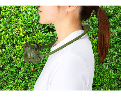 充電式 USB ネックファン HD-T2009 ネックツインファン スリーアップ ハンディファン ハンズフリー 扇風機 首掛け 小型扇風機 カーキ 熱中症対策 涼しい ひんやり グッズ 暑さ対策 冷風機