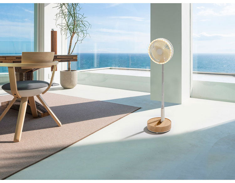 充電式 LED マルチフォールディングファン 扇風機 折りたたみ LEDライト 伸縮自在 USB充電 コードレス 自動首振り 左右 ライト タッチパネル操作 伸縮式 送風機 スリーアップ THREEUP LF-T2504