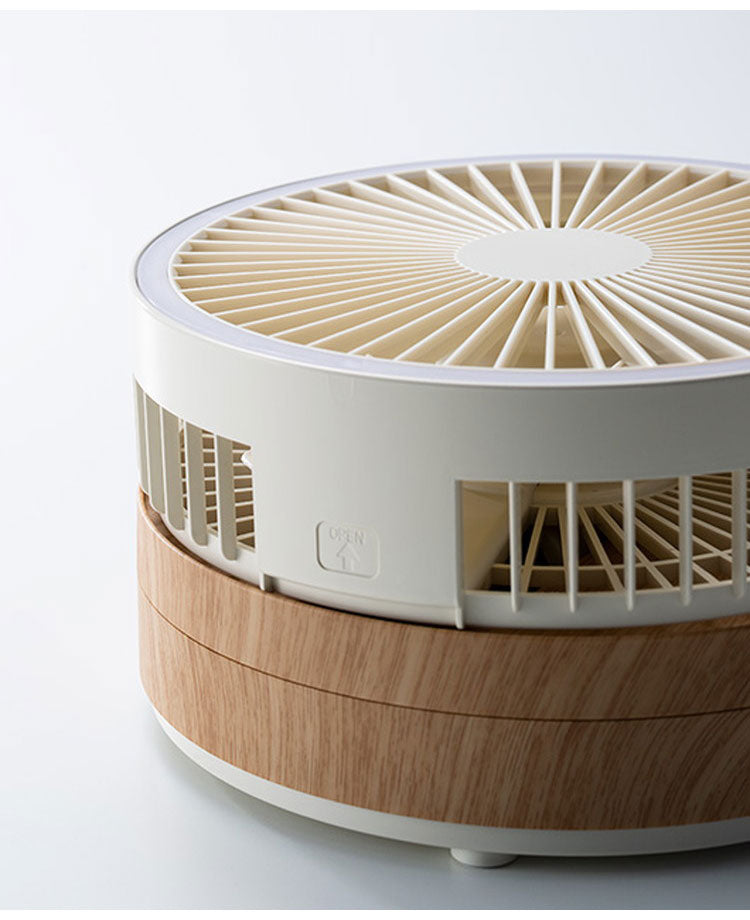 充電式 LED マルチフォールディングファン 扇風機 折りたたみ LEDライト 伸縮自在 USB充電 コードレス 自動首振り 左右 ライト タッチパネル操作 伸縮式 送風機 スリーアップ THREEUP LF-T2504