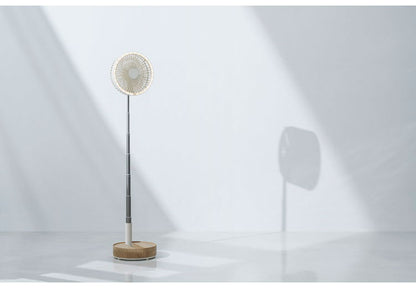 充電式 LED マルチフォールディングファン 扇風機 折りたたみ LEDライト 伸縮自在 USB充電 コードレス 自動首振り 左右 ライト タッチパネル操作 伸縮式 送風機 スリーアップ THREEUP LF-T2504