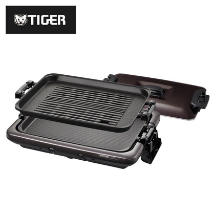 タイガー魔法瓶 ホットプレート CRV-G201T プレート2枚タイプ シルバー プレート タイガー 焼肉 鉄板焼き 穴あき 丸洗い 水洗い 取り外し可 自立式 縦置き収納 キッチン 家電