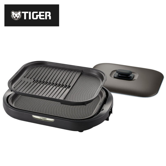 タイガー魔法瓶 ホットプレート CRC-B202T プレート2枚タイプ ブラウン タイガー 焼肉 鉄板焼き 穴あき 丸洗い 水洗い 取り外し可 3mロングコード 金属ヘラ付 キッチン 家電