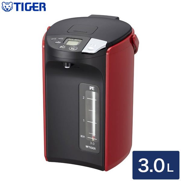 タイガー魔法瓶 蒸気レスVE電気まほうびん とく子さん 3.0L PIP-A300 R レッド