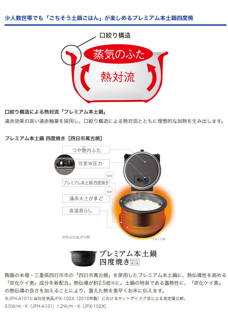 タイガー魔法瓶 土鍋圧力IH炊飯ジャー 炊きたて 3.5合 JPJ-A060 KS シルキーブラック 炊飯器