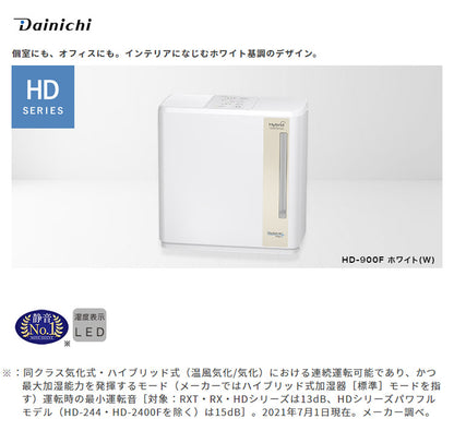 ダイニチ ハイブリッド式加湿器 HD-900F-W プレハブ洋室24畳まで 木造和室14.5畳まで HDシリーズ ホワイト(代引不可)