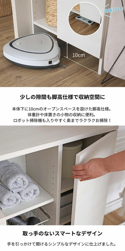 ランドリーラック 幅60cm 日本製 洗面所 収納 脱衣所 歯ブラシ 薄型 スリム ラック ランドリー サニタリーラック 棚板 大容量 オープン 扉付き タオル(代引不可)