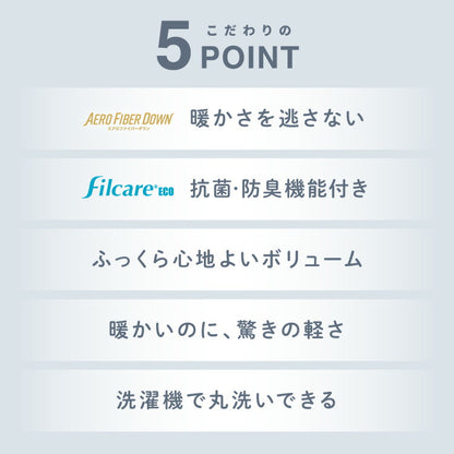 掛け布団 シングル セミダブル ダブル 単品 抗菌 防臭 エアロファイバーダウン フィルケア テイジン TEIJIN 帝人 ほこりが出にくい 洗える 丸洗い 高機能 掛け布団 掛布団 かけぶとん 布団 ふとん